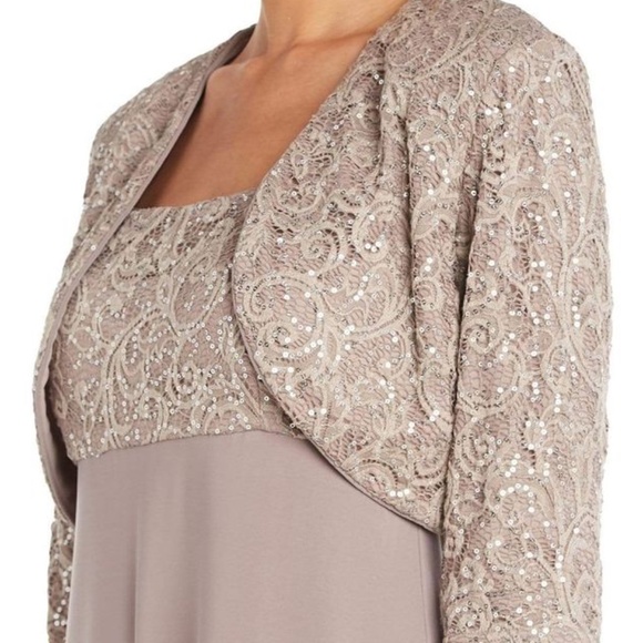 R&M Richards - Column Dress and Bolero Jacket Set with Embellishments 14W - Picture 3 of 7